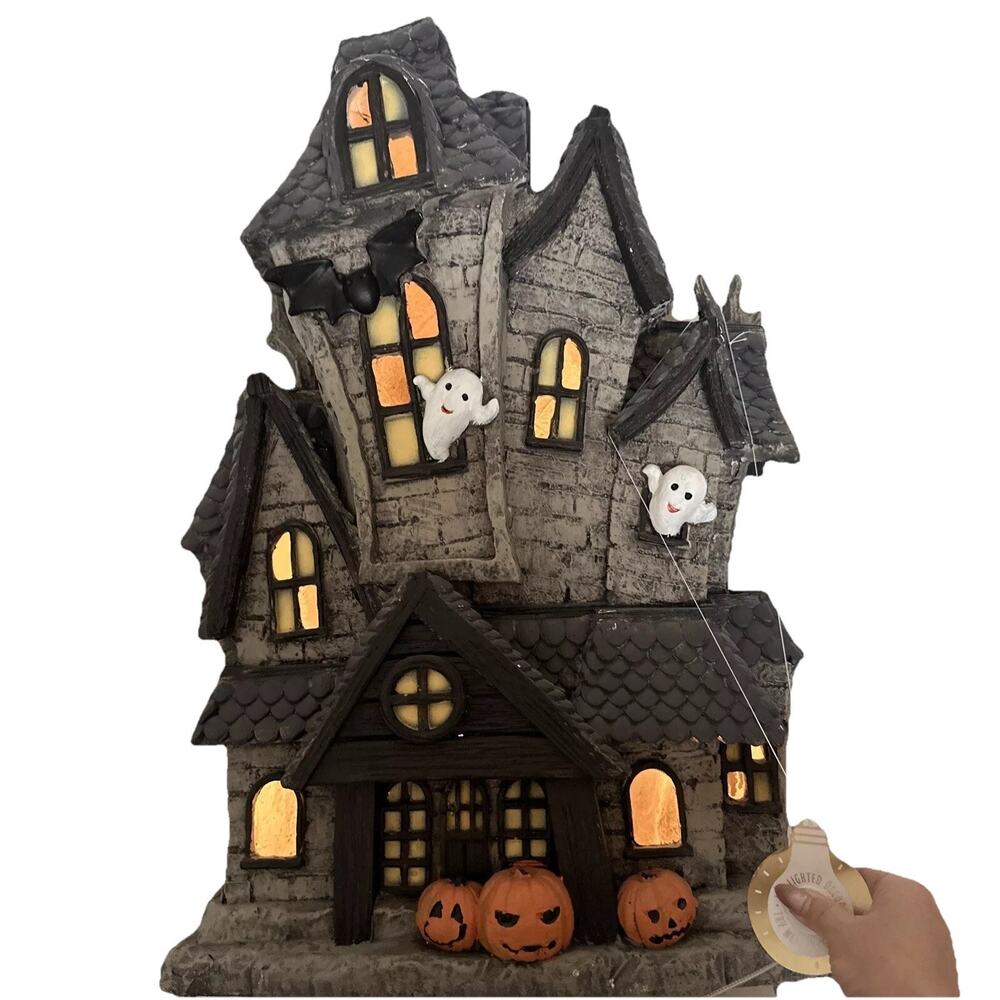NEW HUGE 2 Ft Tall LED Lighted Halloween Haunted House Mansion Ghosts Pumpkins